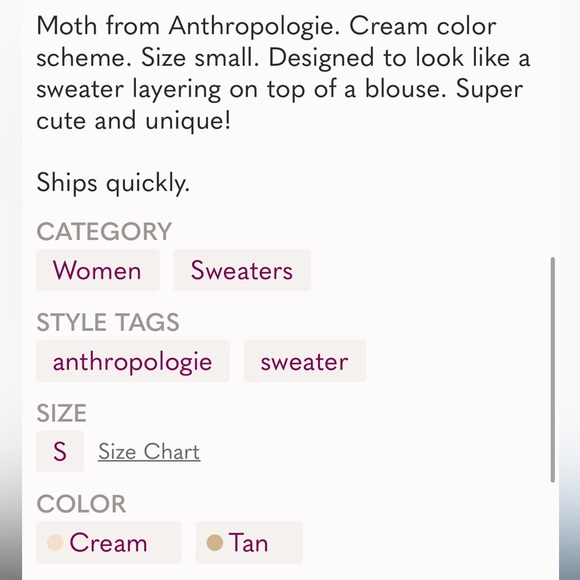Anthropologie Moth Cream Knit Sweater - Picture 3 of 9